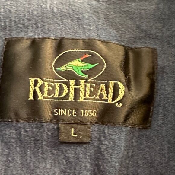 Red Head Button Down Flannel Shirt Mens Large Outdoor Work Blue Long Sleeve Fall - Picture 8 of 11